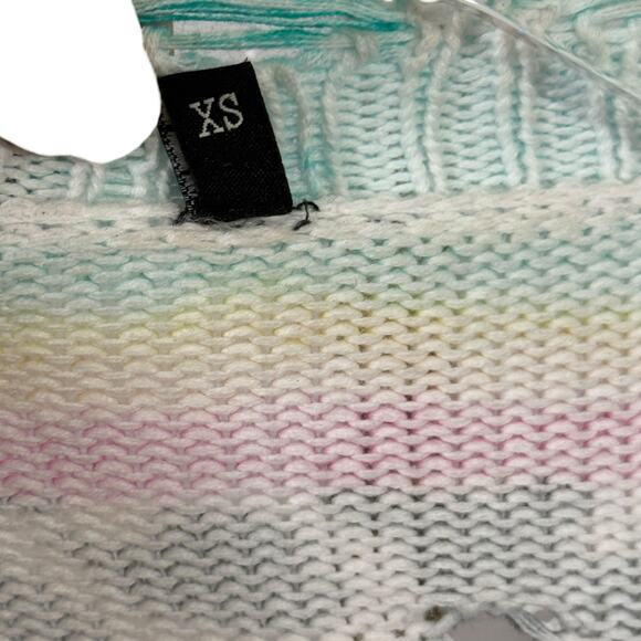 R13 Women's XS Distressed Edge Oversized Cardigan Rainbow Multi Stripe Leopard - Picture 7 of 13